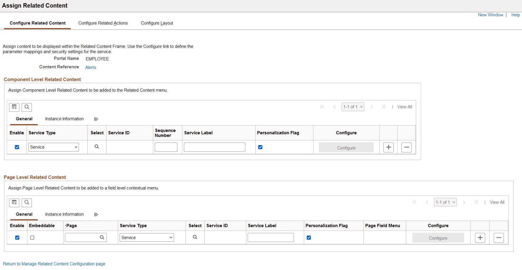 Configure Related Content page for a fluid content reference