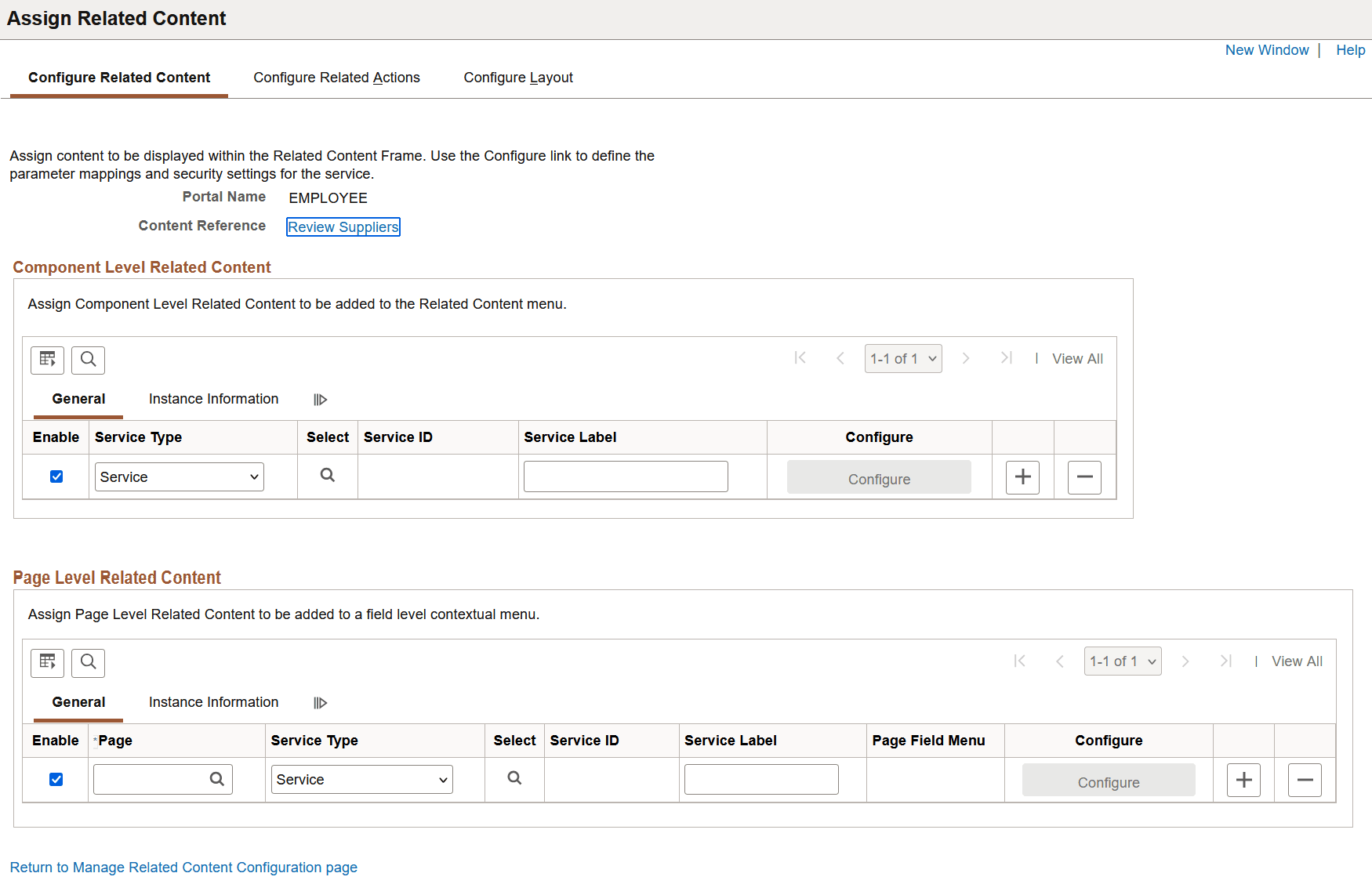 Configure Related Content page for a classic content reference