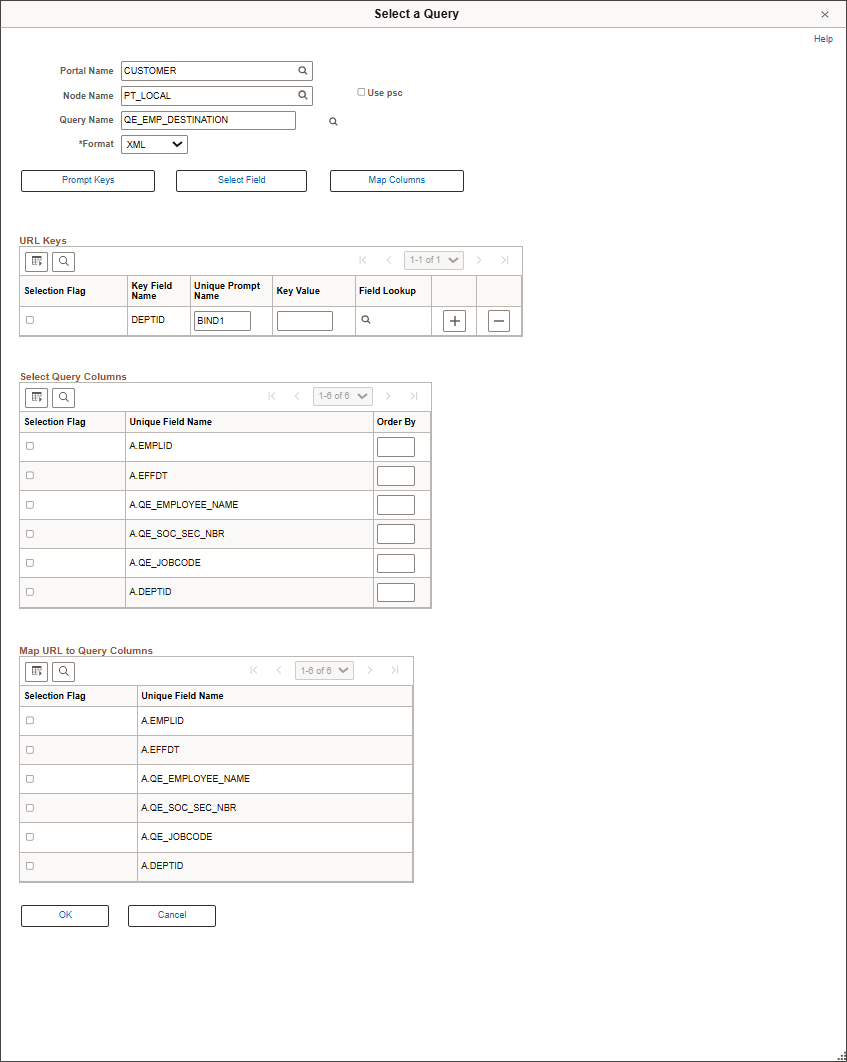 Select a Query page