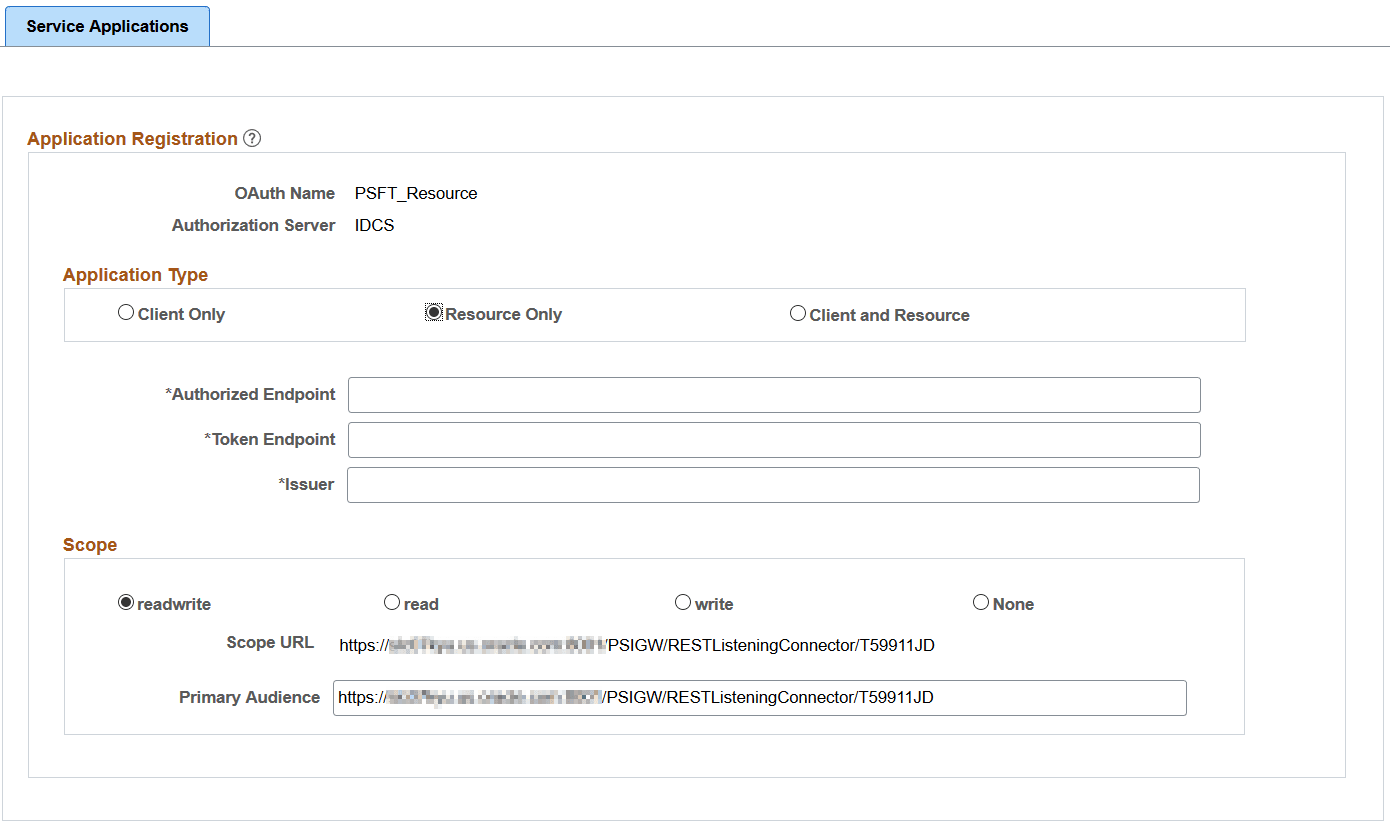 Service Applications - Resource only