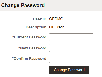 Change Password page