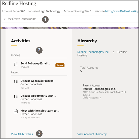 「アクティビティ」パネル