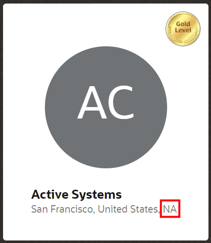 これは、リージョン・フィールドをパートナ・カードに追加した最終結果のスクリーンショットです。