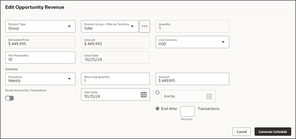 このスクリーンショットは、新しい「スケジュール」リージョンを示しています。