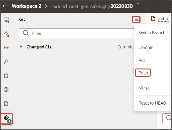 このスクリーンショットは、Push Gitコマンドの使用方法を示しています。