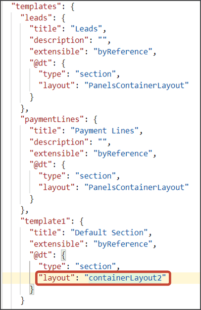 このスクリーンショットは、元のテキストを新しいSubviewContainerLayoutテキストに置き換える場所を示しています。