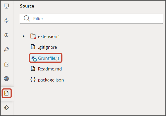 このスクリーンショットは、変更するGruntfile.jsがどこにあるかを示しています。
