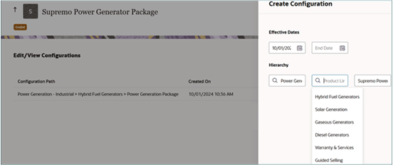 イメージは、進行中の製品構成の例を示しています: rt-configure-product
