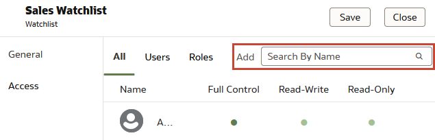 「アクセス」タブが開いており、「Add」検索バーが右上で強調表示されています