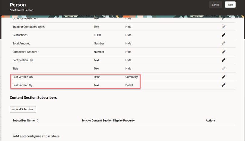 「最終検証日」および「最終検証者」属性の有効化