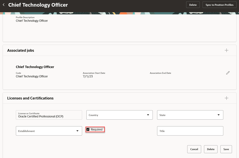 関連する免許または資格の検証をジョブに必須として設定します