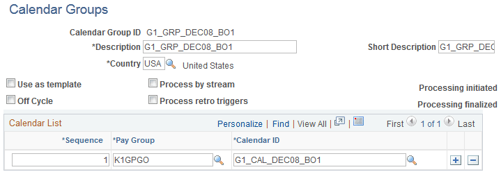 Calendar Groups page