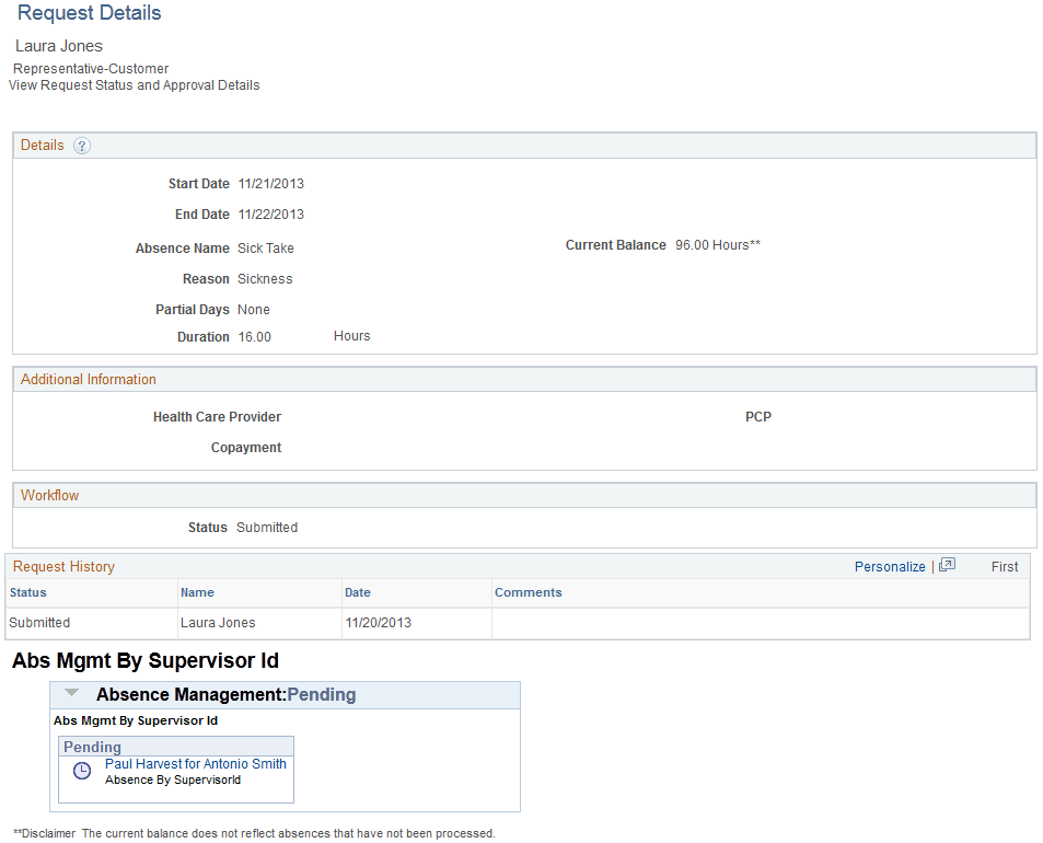 Request Details page