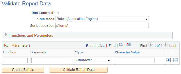 Validate Report Data page