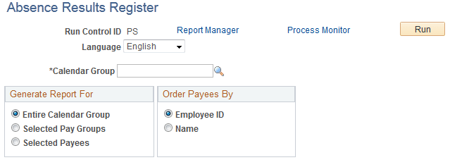 Absence Results Register page