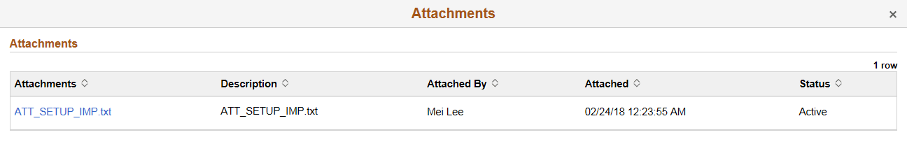 Attachments Modal Window