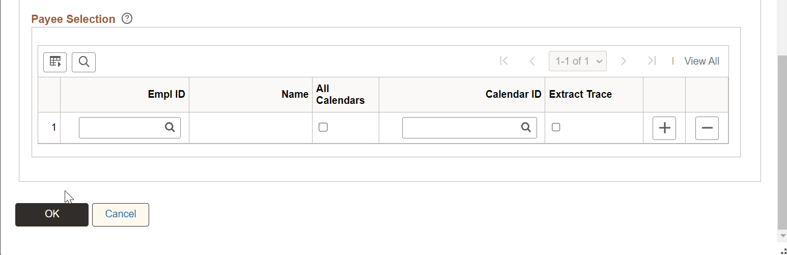 Payee Selection section