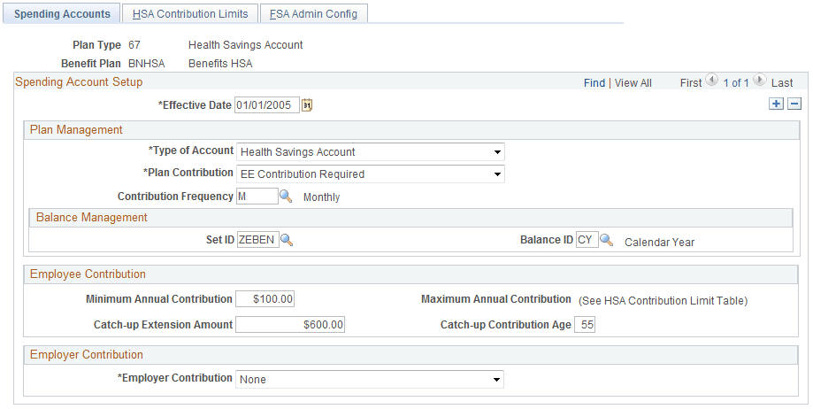 Spending Accounts page