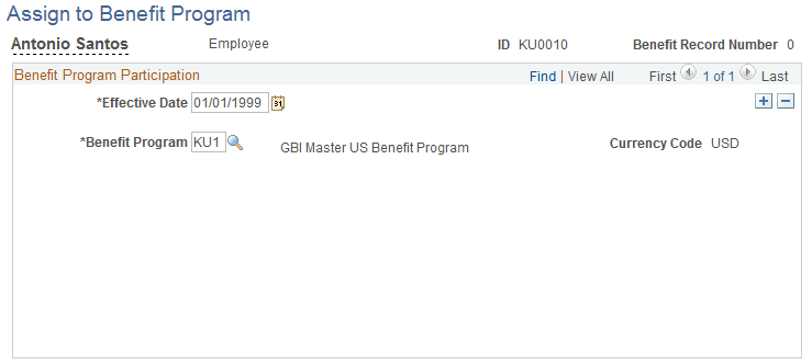 Assign to Benefit Program page
