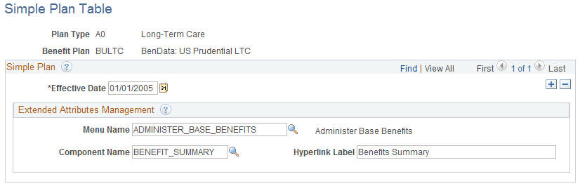 Simple Plan Table page