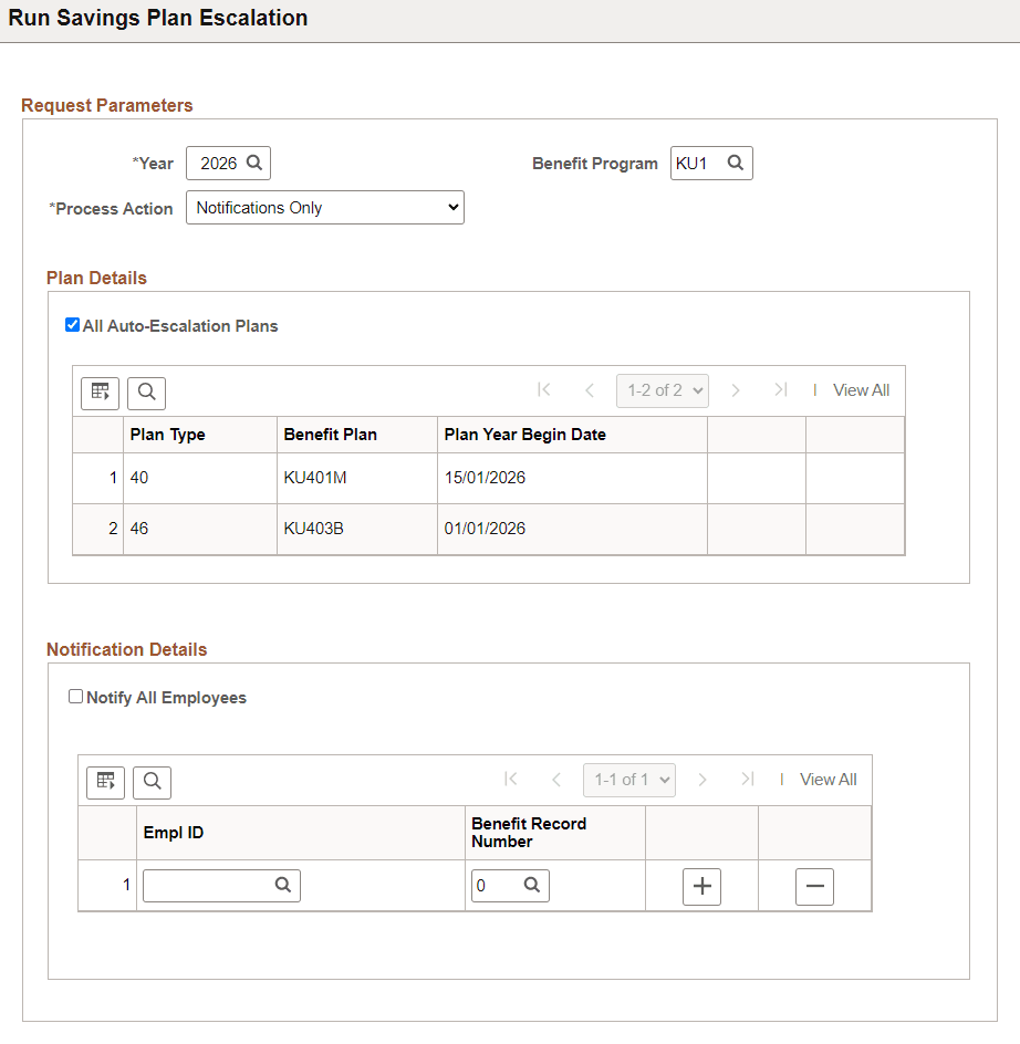 Run Savings Plan Escalation page