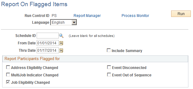 Report on Flagged Items page