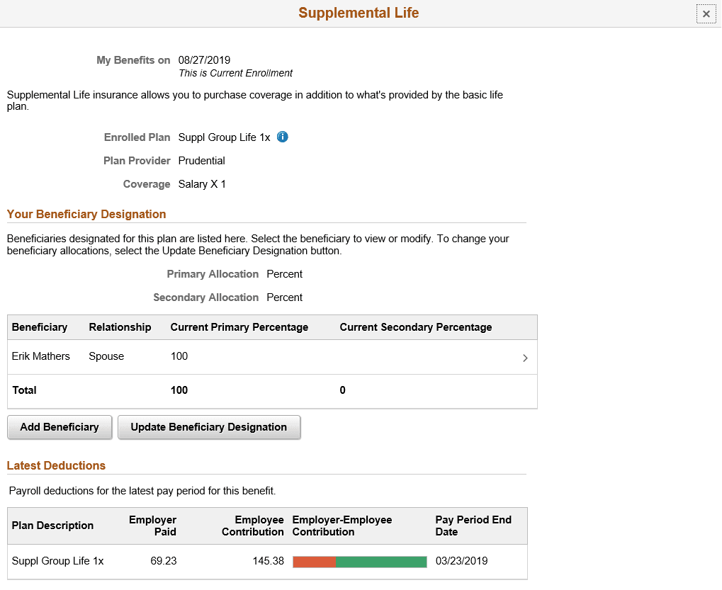 Supplemental Life page