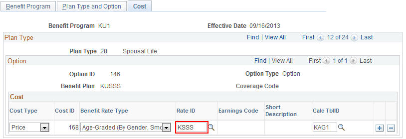Benefit Program - Cost page