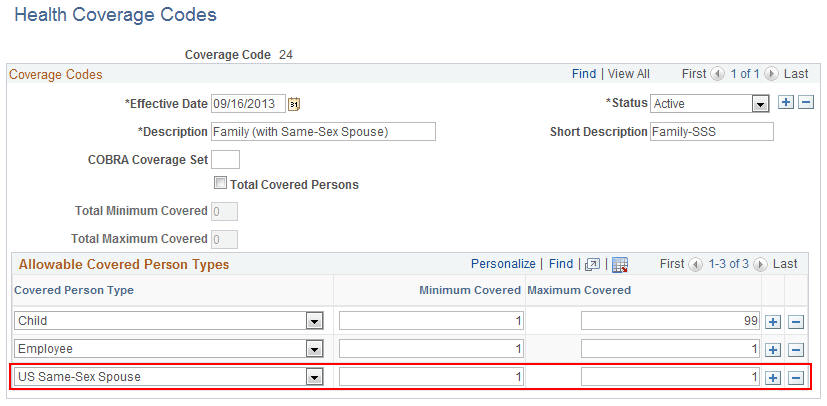 Health Coverage Codes page