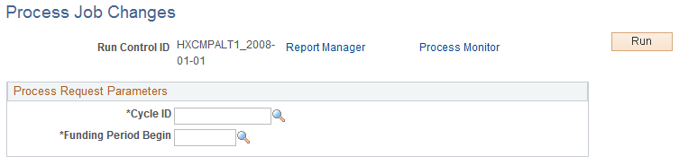 Process Job Changes page