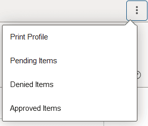 Profile - More Actions menu list
