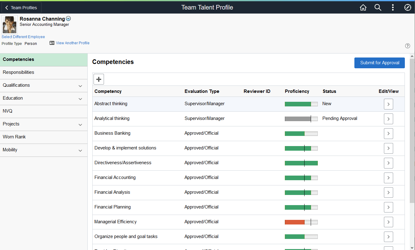(Tablet) Team Talent Profile page: Competencies