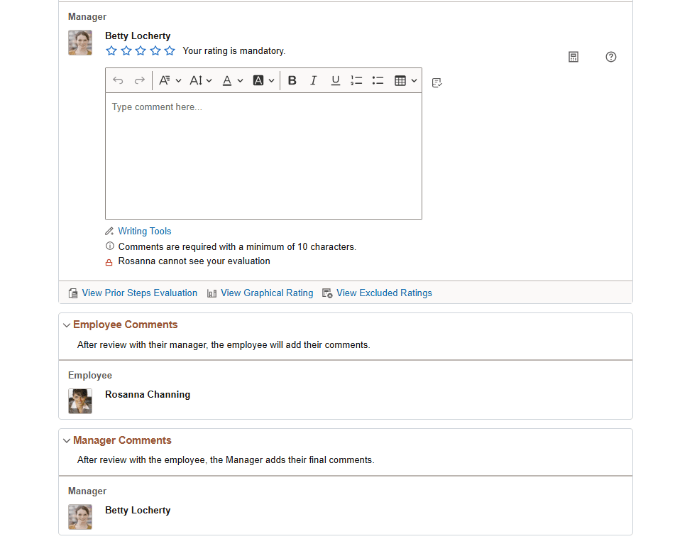 Performance Document page (Evaluation step) (4 of 4)