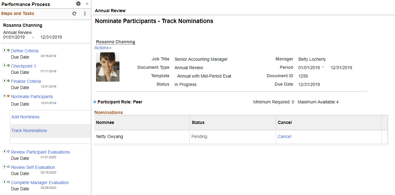 Nominate Participants - Track Nominations page