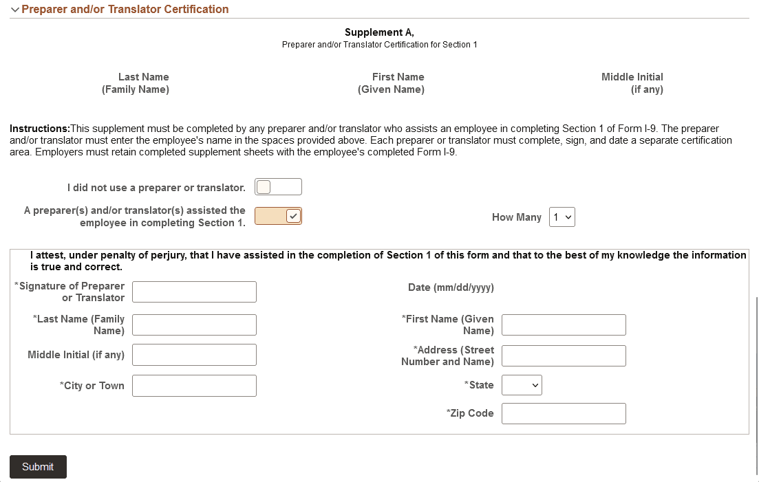 (Fluid) Employment Eligibility Verification page, Section 1 (3 of 3)