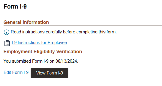 Form I-9 page when submitted and approval is not required