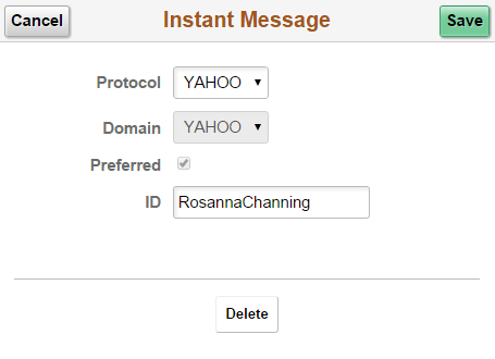 Instant Message page