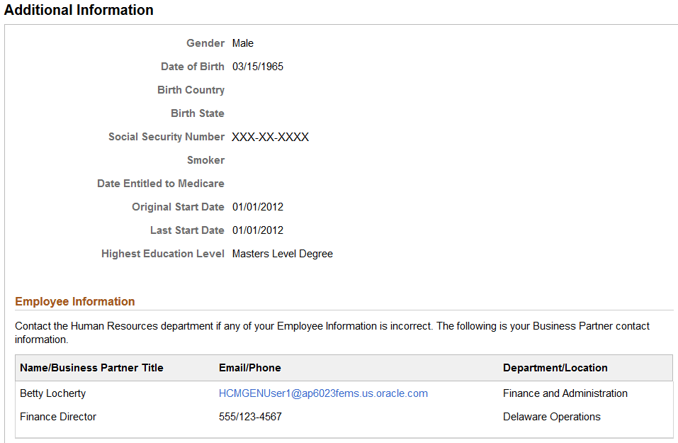 Additional Information page