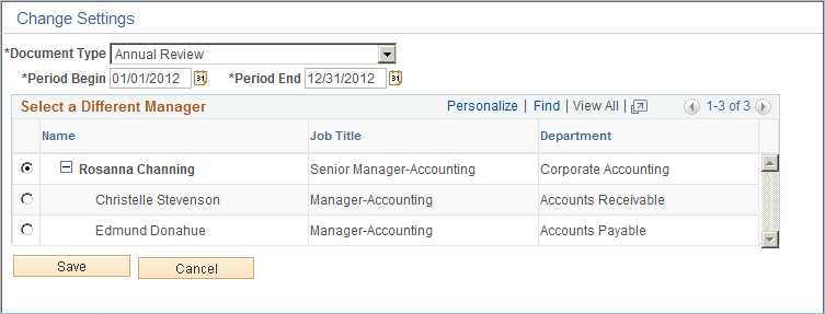 Change Settings page