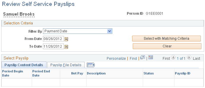 Review Self Service Payslips page