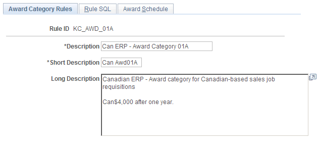 Award Category Rules page