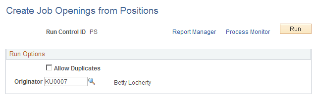 Create Job Openings from Positions page