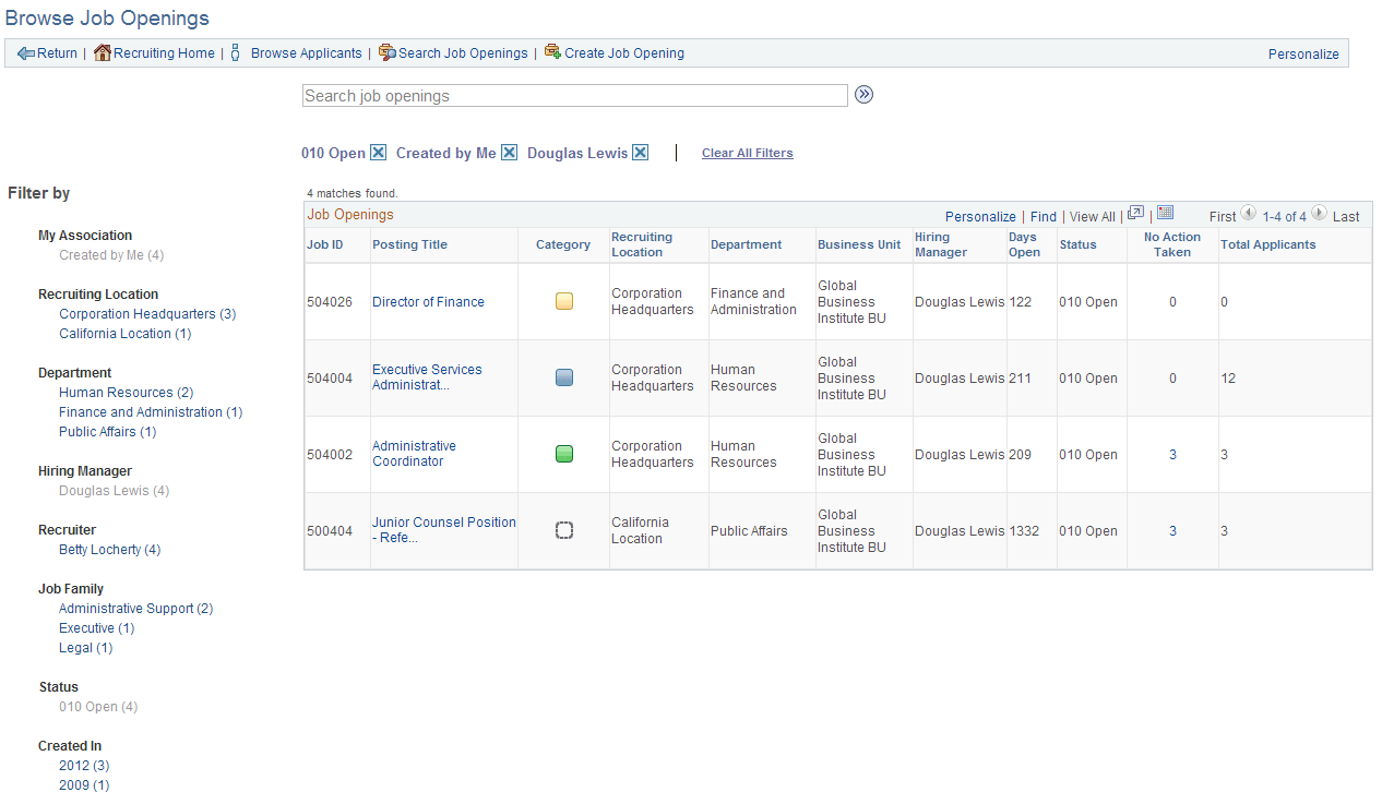 Browse Job Openings page