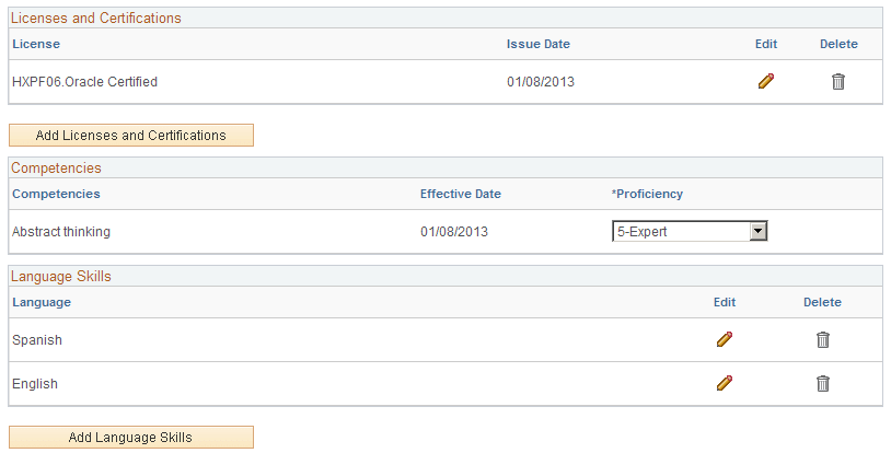 Profile-based sections