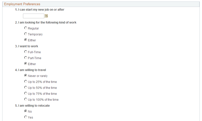 Preferences section (1 of 2)