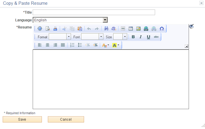 Copy and Paste Resume page