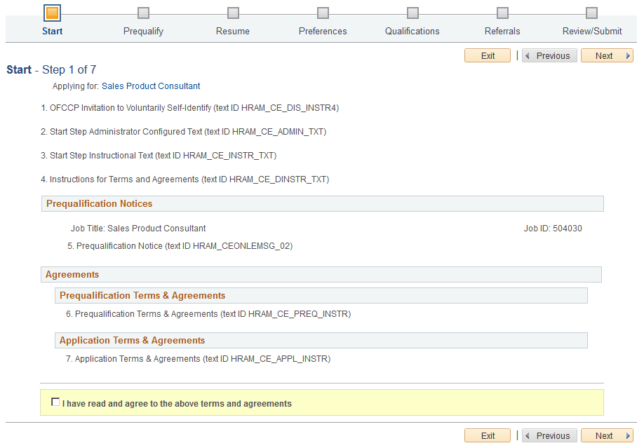 Start page with descriptions of each text block