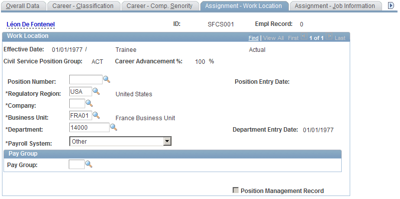 Assignment - Work Location page