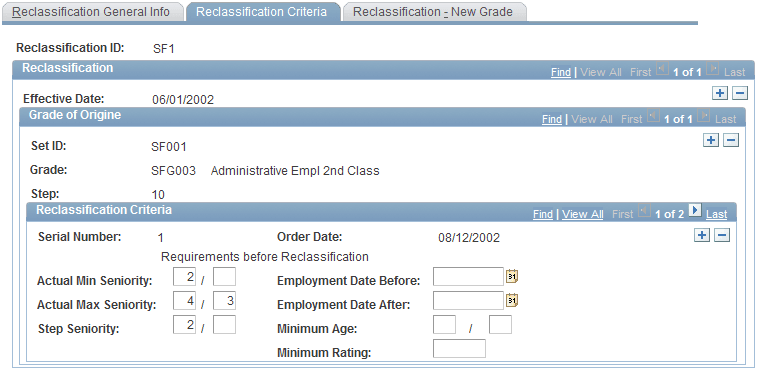 Reclassification Criteria page