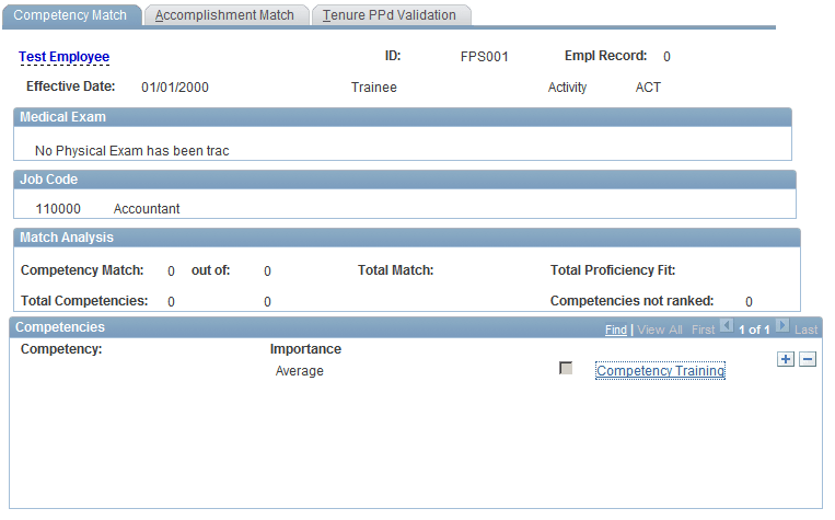 Competency Match page